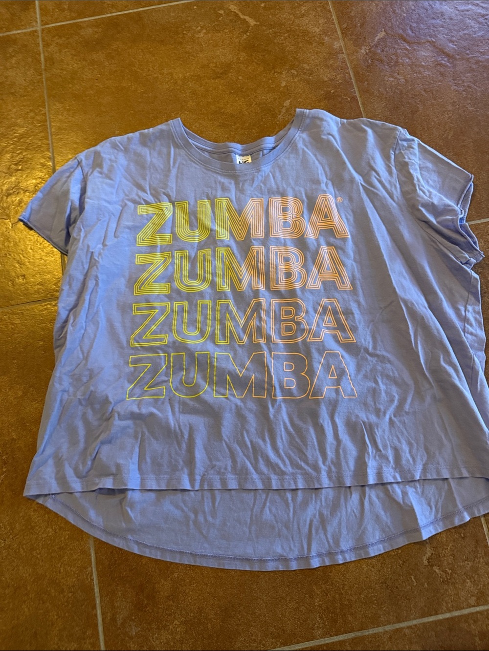 Zumba Fitness Lavender Short Sleeve Tee with Neon Logo